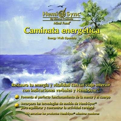 Carátula del disco de Hemi Sync Caminata energética: mar bravo con olas rompiendo sobre las rocas y vegetación variada